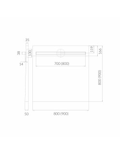 SCHEDPOL, SCHEDLINE COLLECTION Slight Line (S1) Brodzik kwadratowy Stabilsound ® 90x90x5cm
