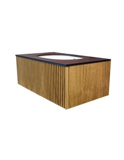 Wooden Szafka wisząca z umywalką podblatową, 80x40x50cm