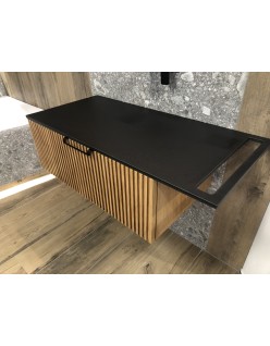 Wooden Szafka wisząca z umywalką podblatową, 80x40x50cm