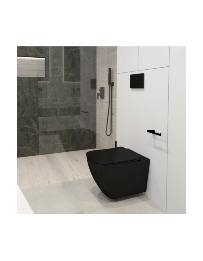 RaCer Zestaw DAVOS Miska z Deską WC Slim W/O podwiesz. 52 cm Czarny Mat