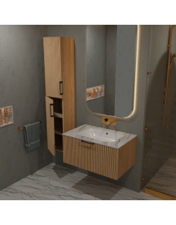 WOODEN szafka drewniana wisząca Dąb Naturalny 60 cm Lamele, na wymiar