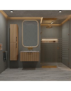 WOODEN Korpus szafka drewniana wisząca 80 Lamele Dąb Bielony na wymiar