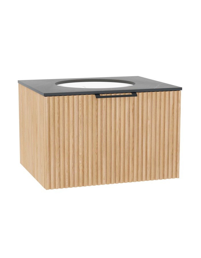 WOODEN szafka drewniana wisząca z blatem 50 cm Dąb Lamele na wymiar