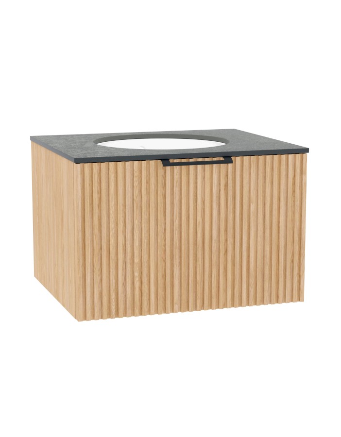 Wooden Szafka drewniana wisząca z umywalką 80cm, Lamele na wymiar