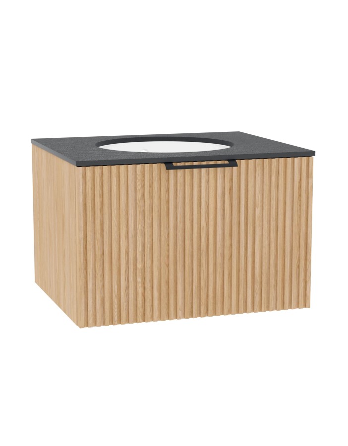 Wooden Szafka drewniana wisząca z umywalką 80cm, Lamele na wymiar