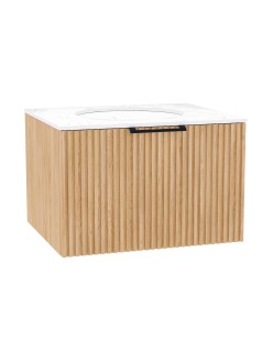 Wooden Szafka drewniana wisząca z umywalką 80cm, Lamele na wymiar