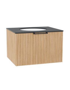 Wooden Szafka drewniana wisząca z umywalką 80cm, Lamele na wymiar