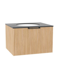 Wooden Szafka drewniana wisząca z umywalką 80cm, Lamele na wymiar