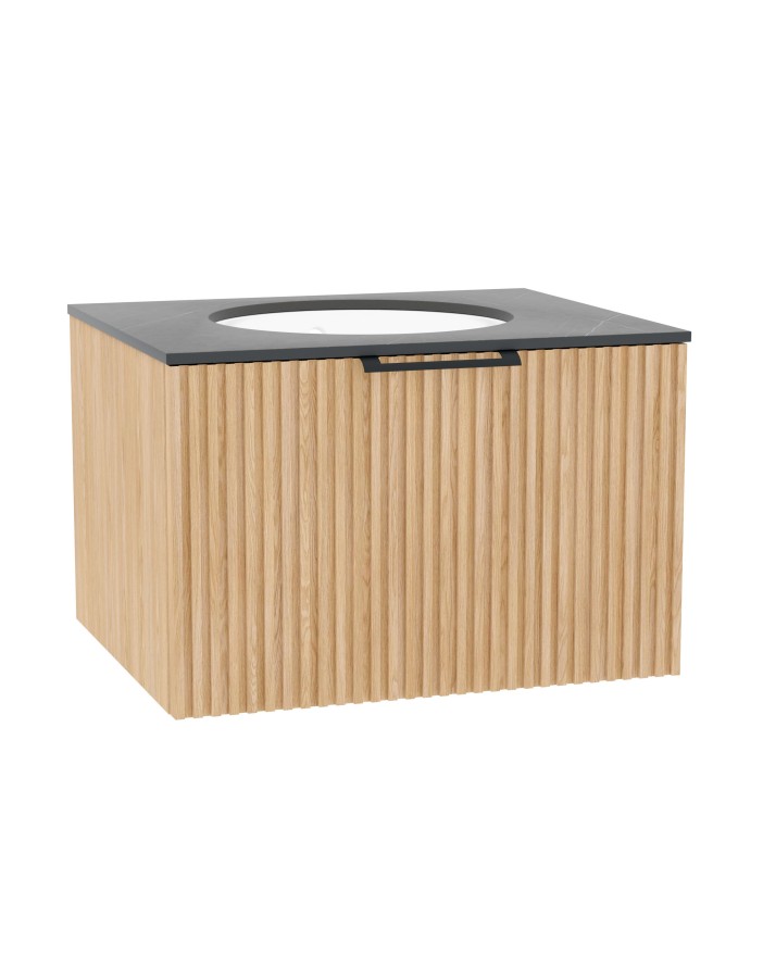Wooden Szafka drewniana wisząca z umywalką 80cm, Lamele na wymiar