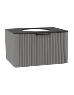 WOODEN Szafka drewniana wisząca Dąb Mglisty z blatem i umywalką podblatową - komplet, 60cm, Lamele, na wymiar, Imperiu