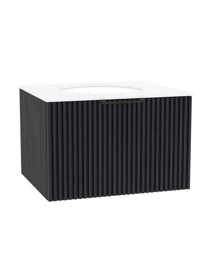 WOODEN Szafka drewniana wisząca Dąb Węgiel z blatem i umywalką podblatową - komplet, 50cm, Lamele, na wymiar, Imperiu WOODEN Szafka drewniana wisząca Dąb Węgiel z blatem i umywalką podblatową - komplet, 50cm, Lamele, na wymiar, Imperiu