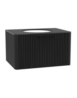WOODEN Szafka drewniana wisząca Dąb Węgiel z blatem i umywalką podblatową - komplet, 50cm, Lamele, na wymiar, Imperiu