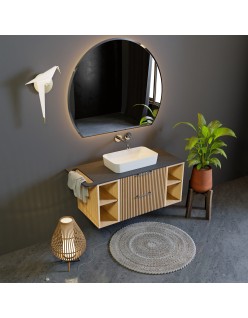 WOODEN Open kontenerek otwarty drewniany wiszący Dąb Mglisty, 15-35 cm x 50 cm, Lamele, na wymiar, Imperium.