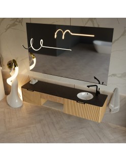 WOODEN Vanity klasyczna i elegancka toaletka drewniana wisząca Dąb Naturalny z blatem, 60 cm, na wymiar, Imperium