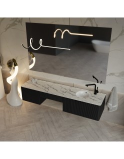 WOODEN Vanity klasyczna i elegancka toaletka drewniana wisząca Dąb Naturalny z blatem, 60 cm, na wymiar, Imperium