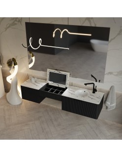 WOODEN Vanity klasyczna i elegancka toaletka drewniana wisząca Dąb Naturalny z blatem, 60 cm, na wymiar, Imperium