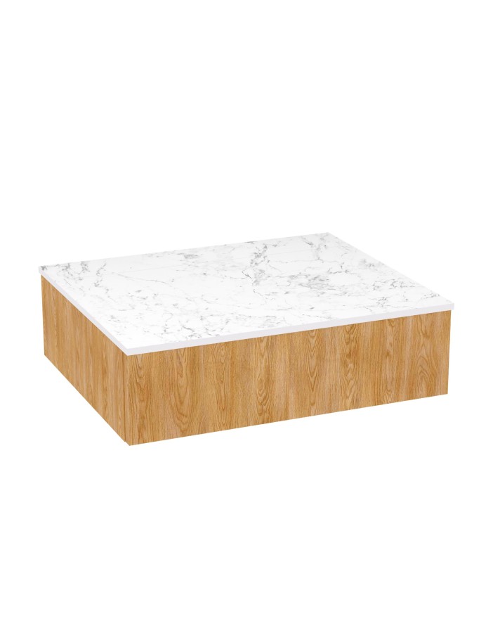 WOODEN Szafka drewniana wisząca Dąb Naturalny z blatem, 60 cm, Lamele, na wymiar, Imperium