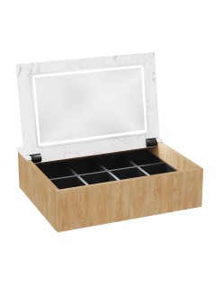 WOODEN Vanity klasyczna i elegancka toaletka drewniana wisząca Dąb Naturalny z blatem, 60 cm, na wymiar, Imperium