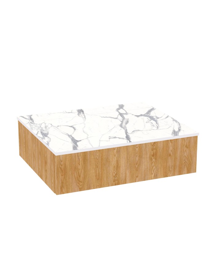 WOODEN Szafka drewniana wisząca Dąb Naturalny z blatem, 60 cm, Lamele, na wymiar, Imperium WOODEN Szafka drewniana wisząca Dąb Naturalny z blatem, 60 cm, Lamele, na wymiar, Imperium