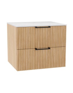 WOODEN Szafka drewniana wisząca Dąb Naturalny, 50 cm, Lamele, na wymiar, Imperium.