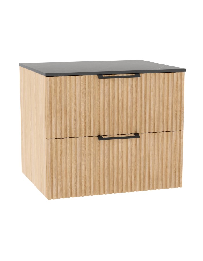 WOODEN DUO Szafka drewniana wisząca 80cm z blatem - komplet, Dąb Naturalny, Lamele, na wymiar, Imperium.