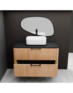 WOODEN DUO Szafka drewniana wisząca Dąb Bielony z blatem komplet, 50 cm, Lamele, na wymiar, Imperium.
