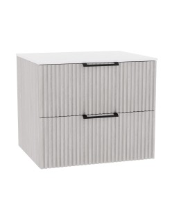 WOODEN DUO Szafka drewniana wisząca Dąb Bielony z blatem komplet, 50 cm, Lamele, na wymiar, Imperium.