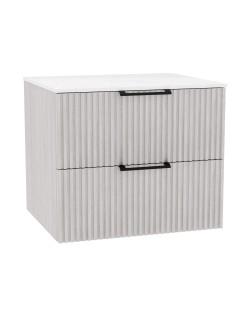 WOODEN DUO Szafka drewniana wisząca Dąb Bielony z blatem komplet, 50 cm, Lamele, na wymiar, Imperium.