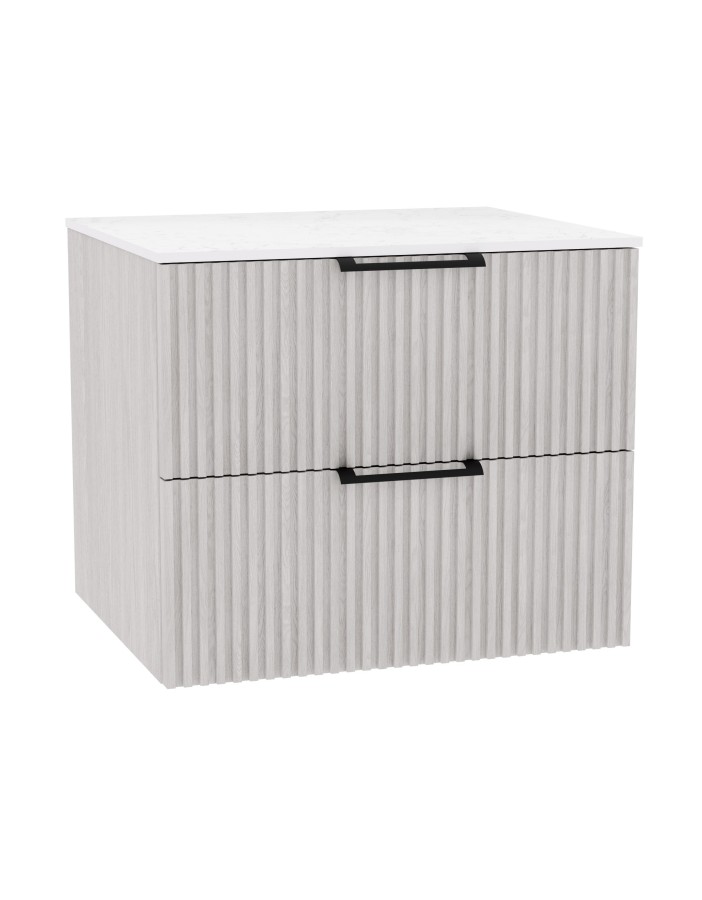 WOODEN DUO Szafka drewniana wisząca Dąb Bielony z blatem komplet, 50 cm, Lamele, na wymiar, Imperium.