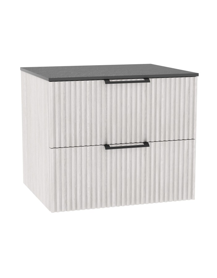 WOODEN DUO Szafka drewniana wisząca Dąb Bielony z blatem komplet, 50 cm, Lamele, na wymiar, Imperium.