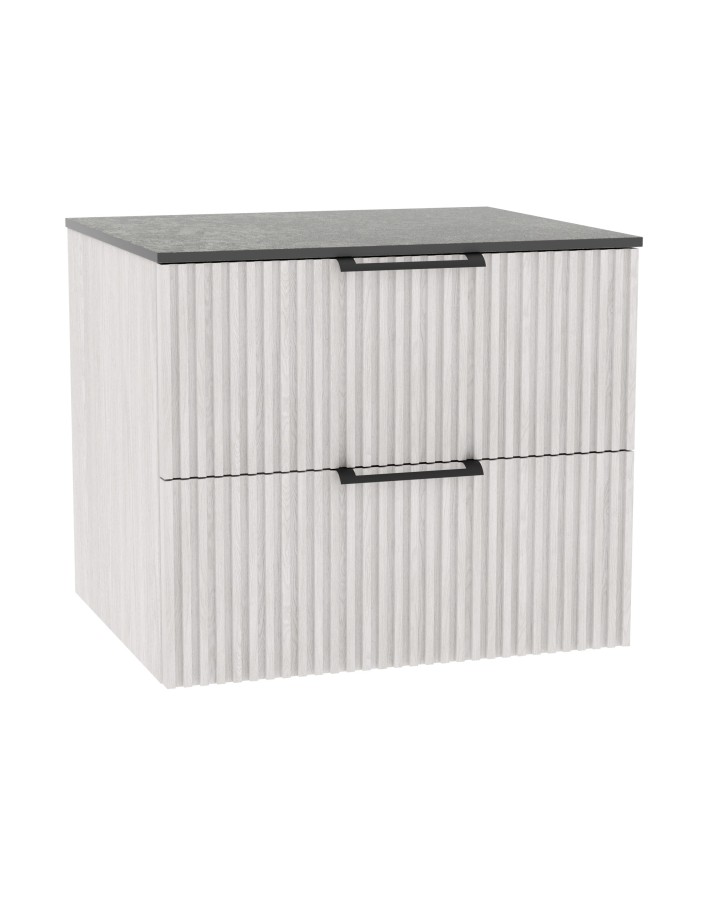 WOODEN DUO Szafka drewniana wisząca Dąb Bielony z blatem komplet, 50 cm, Lamele, na wymiar, Imperium.