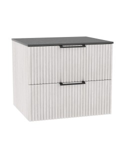 WOODEN DUO Szafka drewniana wisząca Dąb Bielony z blatem komplet, 60 cm, Lamele, na wymiar, Imperium.
