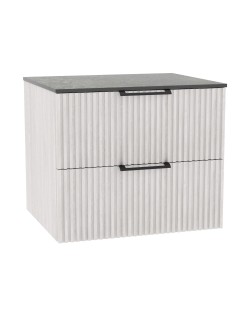 WOODEN DUO Szafka drewniana wisząca Dąb Bielony z blatem komplet, 60 cm, Lamele, na wymiar, Imperium.