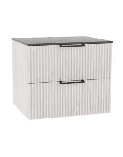 WOODEN DUO Szafka drewniana wisząca Dąb Bielony z blatem komplet, 80 cm, Lamele, na wymiar, Imperium.