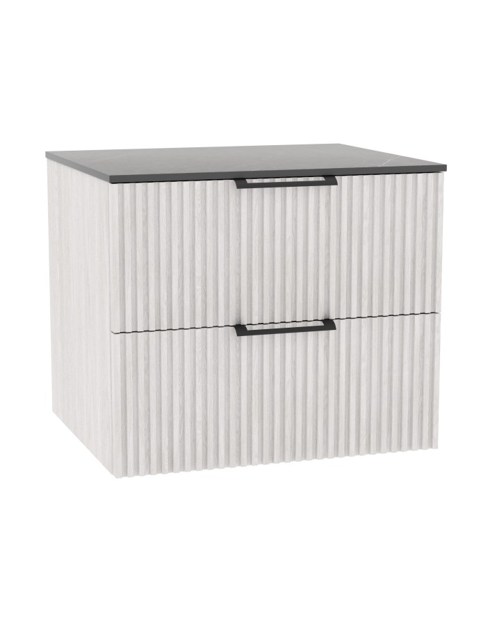 WOODEN DUO Szafka drewniana wisząca Dąb Bielony z blatem komplet, 80 cm, Lamele, na wymiar, Imperium.