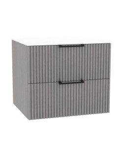 WOODEN DUO Szafka drewniana wisząca Dąb Mglisty z blatem komplet, 50 cm, Lamele, na wymiar, Imperium.