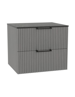 WOODEN DUO Szafka drewniana wisząca Dąb Mglisty z blatem komplet, 50 cm, Lamele, na wymiar, Imperium.