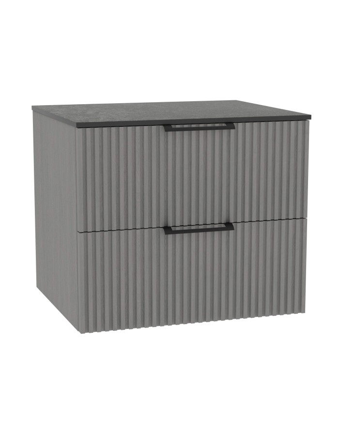 WOODEN DUO Szafka drewniana wisząca Dąb Mglisty z blatem komplet, 50 cm, Lamele, na wymiar, Imperium.
