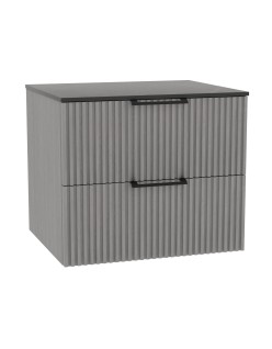 WOODEN DUO Szafka drewniana wisząca Dąb Mglisty z blatem komplet, 50 cm, Lamele, na wymiar, Imperium.