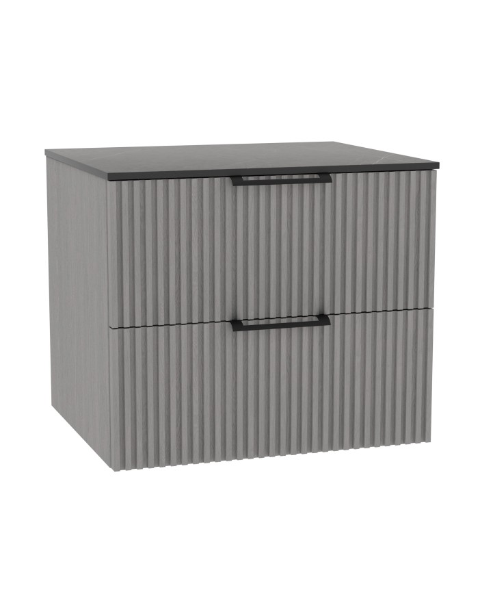 WOODEN DUO Szafka drewniana wisząca Dąb Mglisty z blatem komplet, 50 cm, Lamele, na wymiar, Imperium.