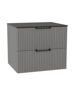 WOODEN DUO Szafka drewniana wisząca Dąb Mglisty z blatem komplet, 80 cm, Lamele, na wymiar, Imperium.