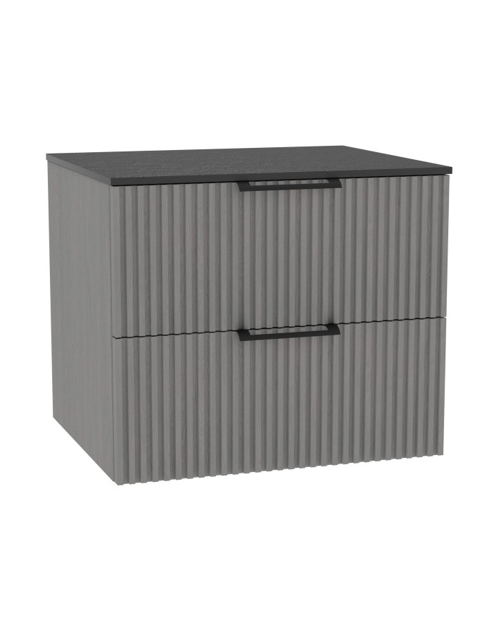 WOODEN DUO Szafka drewniana wisząca Dąb Mglisty z blatem komplet, 80 cm, Lamele, na wymiar, Imperium.