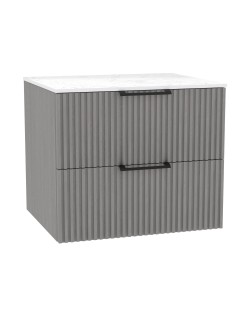 WOODEN DUO Szafka drewniana wisząca Dąb Mglisty z blatem komplet, 80 cm, Lamele, na wymiar, Imperium.