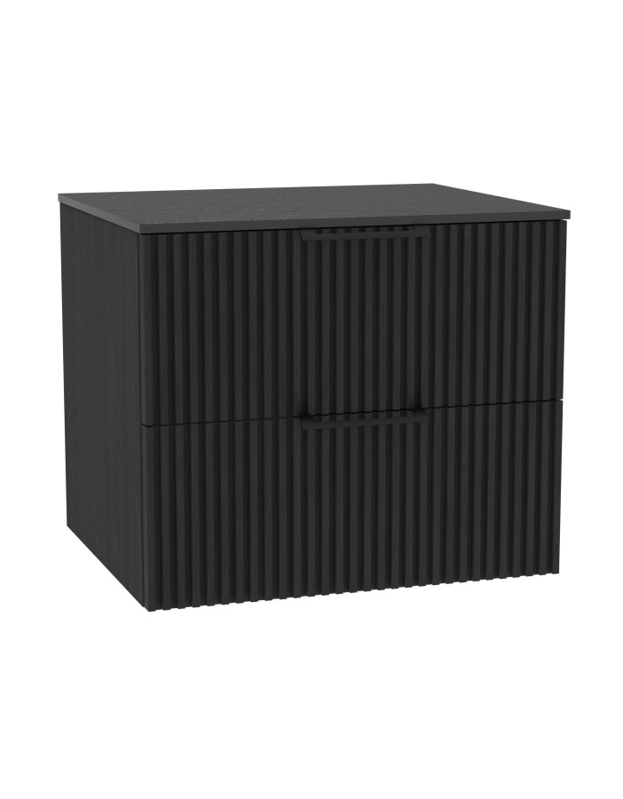 WOODEN DUO Szafka drewniana wisząca Dąb Węgiel z blatem komplet, 50 cm, Lamele, na wymiar, Imperium.