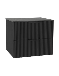 WOODEN DUO Szafka drewniana wisząca Dąb Węgiel z blatem komplet, 50 cm, Lamele, na wymiar, Imperium.