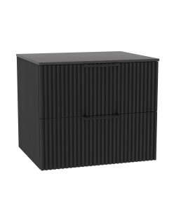 WOODEN DUO Szafka drewniana wisząca Dąb Węgiel z blatem komplet, 50 cm, Lamele, na wymiar, Imperium.