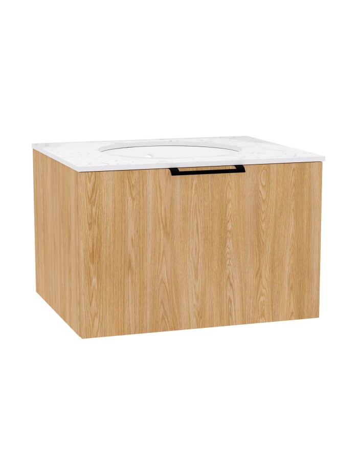 WOODEN CLASSIC Szafka drewniana wisząca  100cm z blatem i umywalką podblatową - komplet, Dąb Naturalny, na wymiar, Imperium
