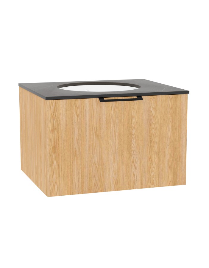 WOODEN Szafka drewniana wisząca Dąb Naturalny z blatem i umywalką podblatową - komplet, 50cm, Lamele, na wymiar, Imperium WOODEN Szafka drewniana wisząca Dąb Naturalny z blatem i umywalką podblatową - komplet, 50cm, Lamele, na wymiar, Imperium