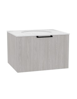 WOODEN CLASSIC Szafka drewniana wisząca  100cm z blatem i umywalką podblatową - komplet, Dąb Bielony, na wymiar, Imperium