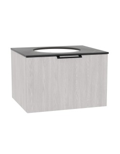 WOODEN CLASSIC Szafka drewniana wisząca  100cm z blatem i umywalką podblatową - komplet, Dąb Bielony, na wymiar, Imperium